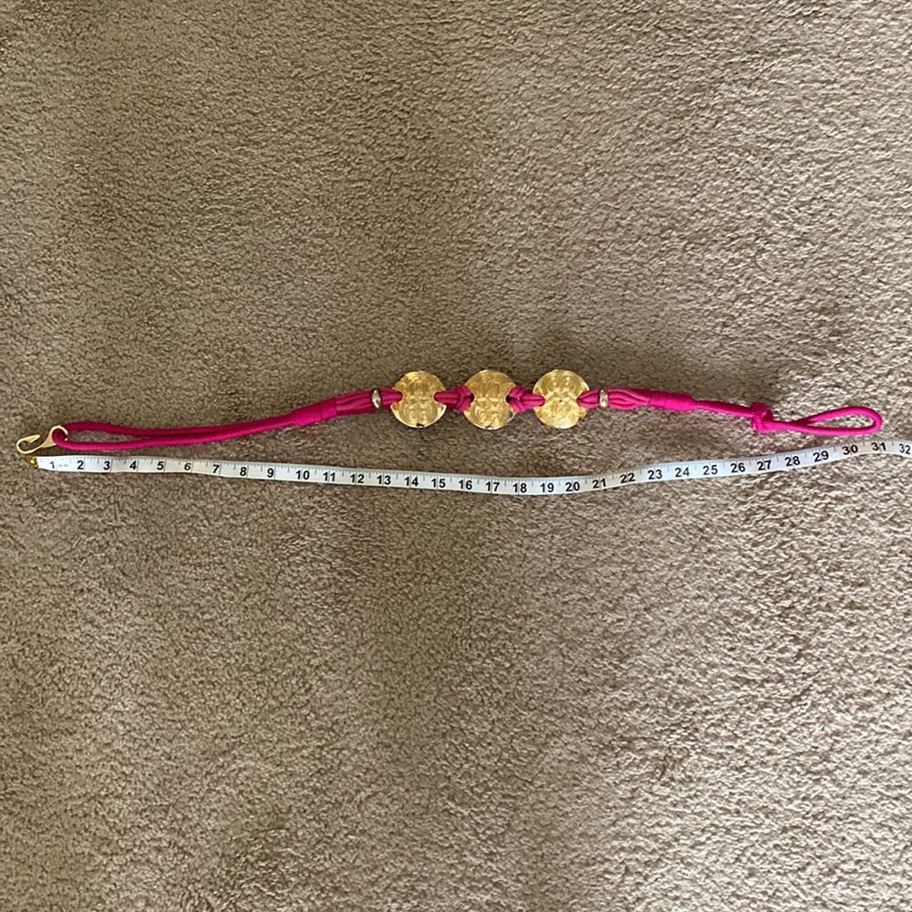 Vintage Hot Pink w/Gold Plates Detail Braided Belt - Picture 4 of 4